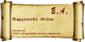 Bugyinszki Anina névjegykártya